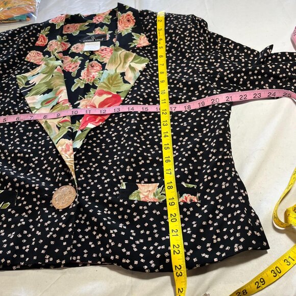 Carole Little Vintage Button Down Crop Blouse Jacket Art Deco Boho Hippie Size 8 - Picture 8 of 9